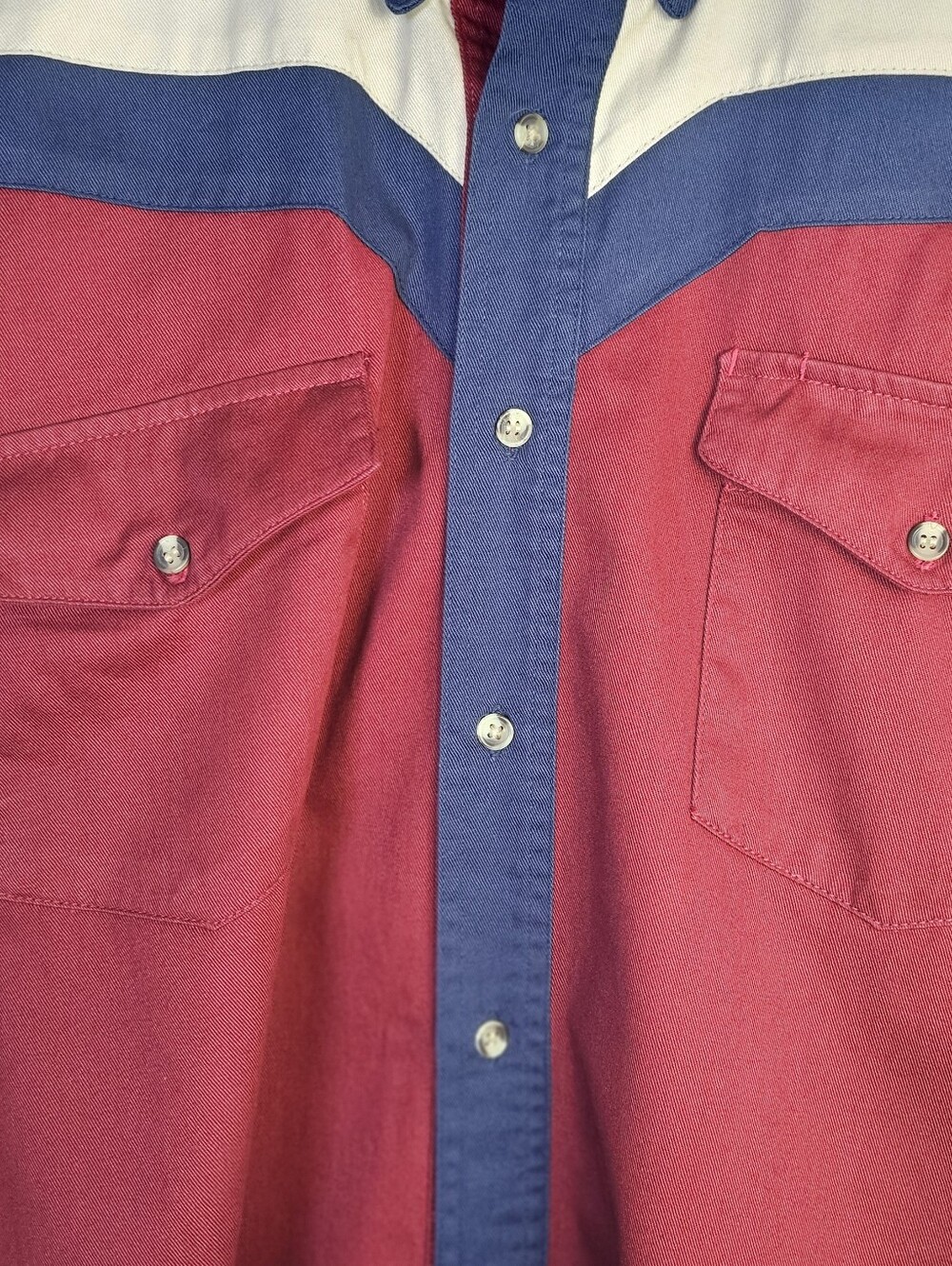 Just Western Vintage Colorblock Western Button Shirt Men's L Burgundy Navy Cream - Picture 5 of 8